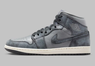 Mujeres Nike Air Jordan 1 Mid SE Distressed Gris Humo Off Noir FJ3448-001 talla 6 Foto 1 de 4
