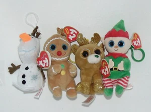 NEW! TY Set of 4 TY Key Clips Christmas Alfonzo - COOKIE - Glitzy - Olaf nwt's - Picture 1 of 1