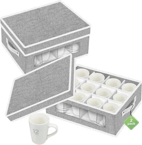 Homyfort 2 Pack Cup and Coffee Mug Storage Box Organizer with Dividers, China 24 - Picture 1 of 1