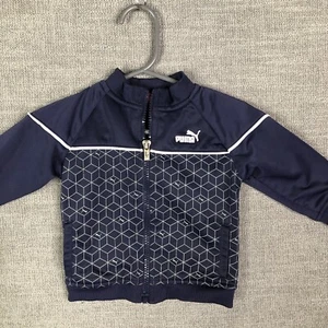 Puma Track Jacket Boys 0 6m Months Blue Geometric Full Zip - Picture 1 of 9