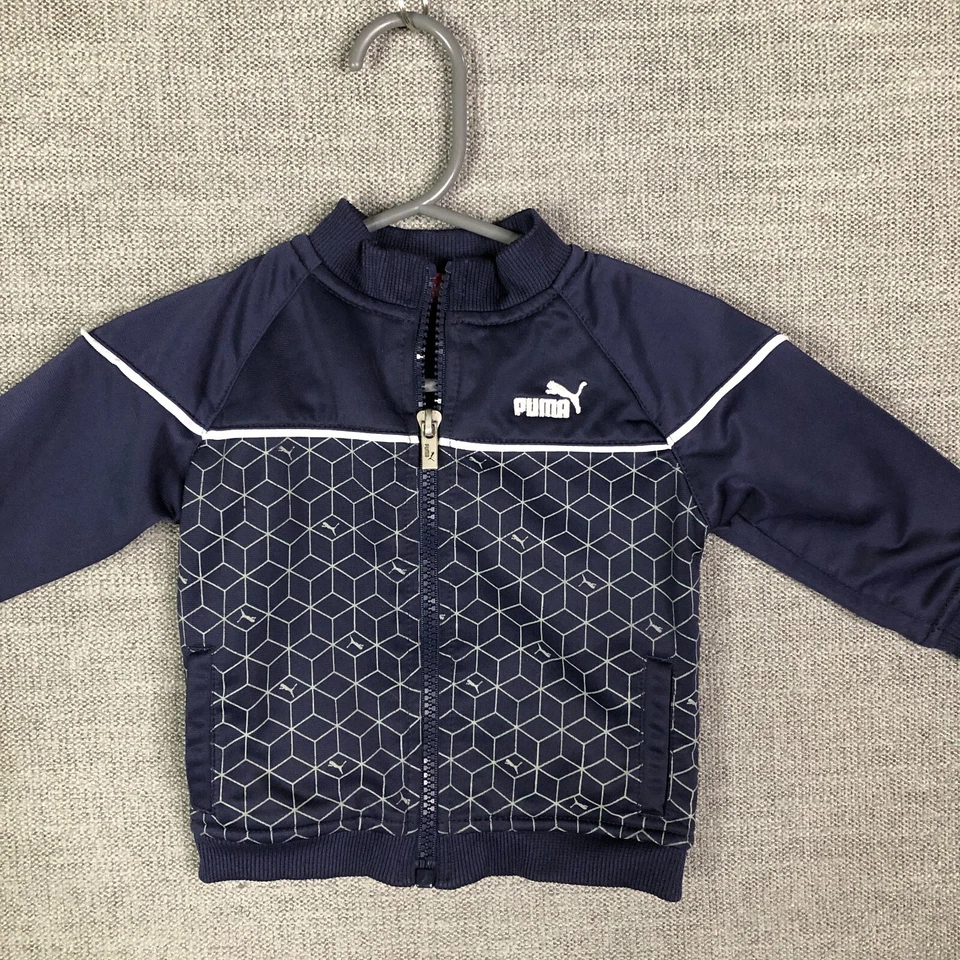 彪马运动夹克男孩 0 6 个月蓝色几何全拉链 — 第 1/4 张图片