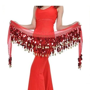 CINTURÓN DE MONEDA DANZA DEL VIENTRE TOALLA DE CADERA BELLY DANCE SCARF PAÑUELO DE BAILE DE CARNAVAL ORIENTAL - Imagen 1 de 11