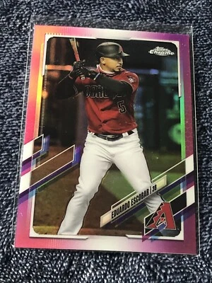 2021 Topps Chrome Eduardo Escobar Pink Refractor #73 - Image 1 of 2