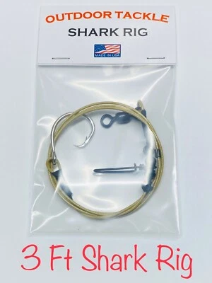 3Ft Castable Shark Fishing Rig 480lb. (Tan Wire) Circle Hook - Image 1 of 4