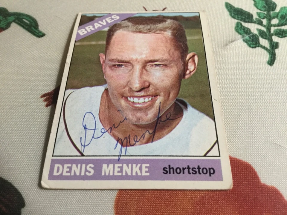 1966 Topps Denis Menke Autographed Baseball Card Braves Reds (d.2020) - Image 1 of 1