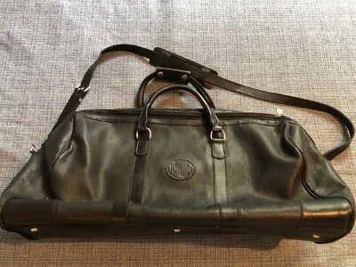 Extra Large Roots Black Pebbled Leather Weekender Duffle Bag Excellent Foto 1 de 4