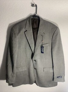 CHAPS Mens Blazer Sport Coat Two Button Casual Jacket Size 46R Gray Wool Jacket - Picture 1 of 10