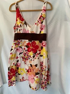 B. Smart Womens Strappy Empire Waist Dress White Red Pink Brown Vneck 16 - Picture 1 of 4