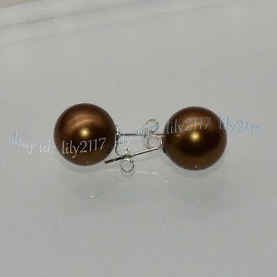 Aretes de plata con cuentas redondas con perlas multicolores del Mar del Sur de 10/12/14 mm Foto 1 de 4