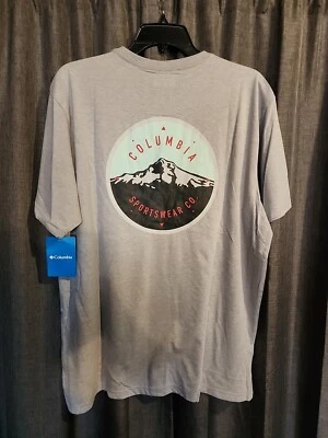 Camiseta Columbia MENS Rockaway River Back Mountain Graphic SS CINZA XXL nova com etiquetas - Imagem 1 de 3