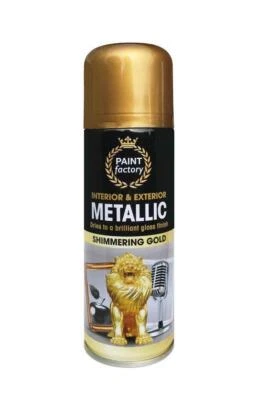 Metallic Gold Aerosol Spray Paint All-Purpose Gloss Wood Metal Spray 200ml - Image 1 of 2