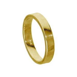 Gold Plated Sterling Silver 4mm Flat Wedding Band Ring Size I - Z - Picture 1 of 40