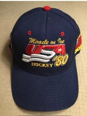 Miracle On Ice USA Hockey 1980 Blue Adjustable Hat By Zephyr NWT - Image 1 of 4