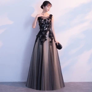 Black banquet evening dress long 2025 elegant host party dress sz - Picture 1 of 19