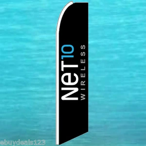 NET 10 NET10 WIRELESS FLUTTER FEATHER FLAG Swooper Tall Advertising Sign Banner - Picture 1 of 6
