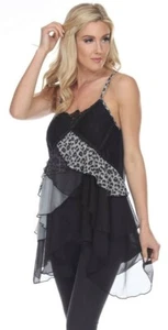 NEW PRETTY ANGEL CAMI SHIRT TANK SM-XXL  TUNIC western SEXY Gray black BOHEMIAN - Picture 1 of 6
