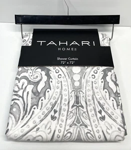 Tahari Home 72" x 72" Baumwollmischung Allison grau grau Duschvorhang Brandneu! - Bild 1 von 3