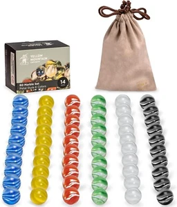 60 Pieces Translucent Chinese Checkers Glass Marbles with Petal Design - 14 Mill - Picture 1 of 7