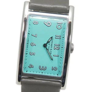 AUTH TIFFANY&CO. WATCH EAST WEST MINI 36668679 BLUE SS LEATHER QUARTZ 22MM F/S - Picture 1 of 11