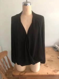 Ladies Linea black drape front blouse size 12 - Picture 1 of 4