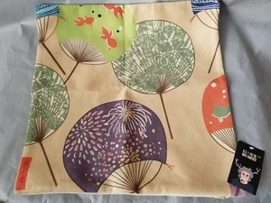 NWT Multicolor Japanese Fans Pillowcase on Cream Background MR. FANTASY 18" x 18 - Picture 1 of 4