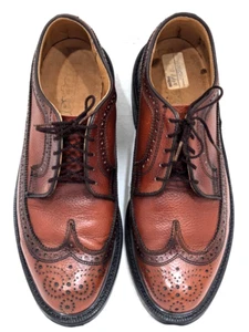 DEXTER Men's Wingtip Oxford Brogue Shoes COGNAC Brown Size 7D/40 Made in USA * - Picture 1 of 12