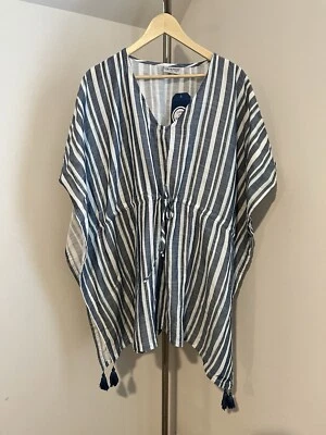 NUEVO CON ETIQUETAS Life is Good Summer Breeze Nadar Playa Cubrir Rayas Azul Caftán M/L Foto 1 de 4