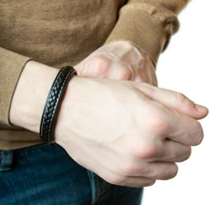 ELANOX Leder Armband Herrenarmband Männer schwarz & braun mit Schmuckbeutelchen - Bild 1 von 18