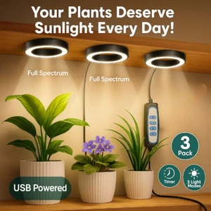Grow Lights for Indoor Plant Full Spectrum 144 LED Timer Dimmable Shelf Lamp 3PK - Picture 1 of 8