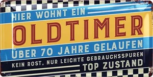 Blechschild SCHILD 70 JAHRE OLDTIMER Geburtstag Geschenk Metallschild 17x34 cm - Bild 1 von 6