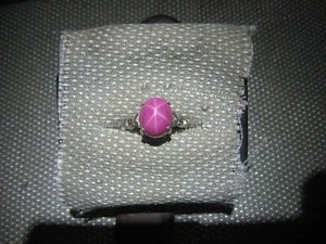 SIGNIERTER RING 12 X 10 MM WEINROT LINDE STERN SAPHIR 925 STERLINGSILBER GRÖSSE 8 - Bild 1 von 4