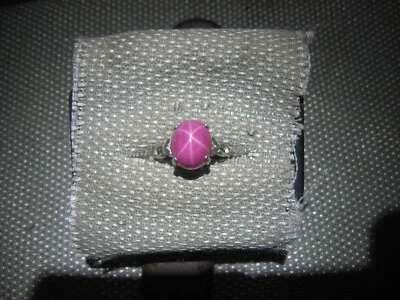 签名 12X10 毫米 CLARET 红色 LINDE 星蓝宝石戒指 925 纯银 8 码 — 第 1/4 张图片