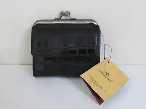 Patricia Nash Leather Astor Wallet BLACK CROCO EMBOSSED NEW - Picture 1 of 5