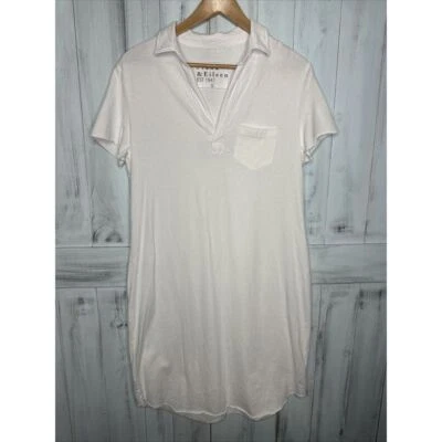 FRANK & EILEEN LAUREN HERITAGE JERSEY SHORT SLEEVE KNIT POLO SHIRT DRESS WHITE L - Image 1 of 4