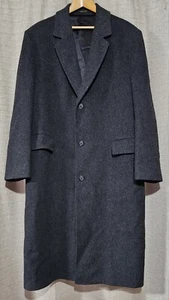 London Fog Coat Men's 44L Gray / Charcoal Double Breasted Coat Wool USA Made - Picture 1 of 15