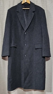 London Fog Coat Men's 44L Gray / Charcoal Double Breasted Coat Wool USA Made - Image 1 of 4