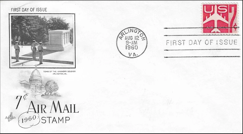 Airmail Tomb Of The Unknown Soldier Arlington Air Mail Stamp USA FDC Cover 1960 - Image 1 of 1