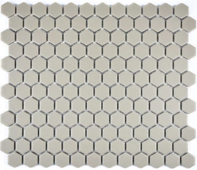 Mosaik Fliese Keramik Hexagon hellgrau rutschfest Boden 11A-0202-R10 | 1 Matte - Bild 1 von 4