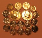 LOT OF MIXED U.S. COINAGE--GOLD CLAD--18 COINS + 4 FREE BONUS TRINKETS