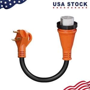 RV Power Adapter 30Amp Male to 50Amp Female with handles, 12", 10AWG/3 Cord - Picture 1 of 4