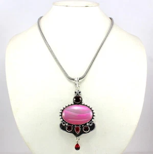 Collar Colgante Ónix Piedras Preciosas Naturales Hecho a Mano Cadena Colgante... - Imagen 1 de 3