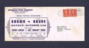 RARE 1938 Orville Brown v Bobby Bruns Great Balbo v Les Ryan wrestling envelope - Picture 1 of 1