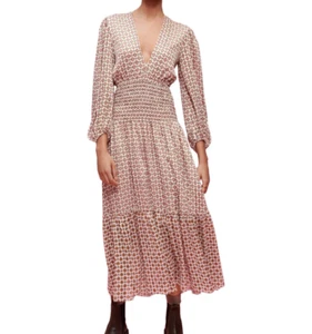 Maje Women's Geometric Print Cinched Waist Maxi Dress Size 38 (M) - Picture 1 of 12