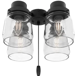 Hunter Original Series Matte Black Glass 4 Light Mason Jar Fixture - Picture 1 of 1