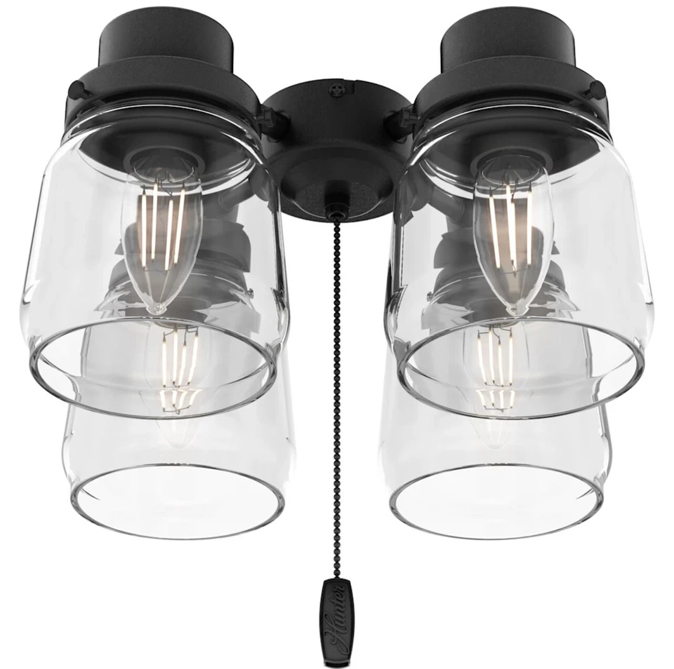 Hunter Original Series Matte Black Glass 4 Light Mason Jar Fixture - Image 1 of 1