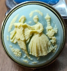 VINTAGE Cameo Victorian Style Courting Dancing Couple Trinket Pill Stash Box - Picture 1 of 4