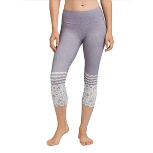 Prana Gray Pillar Printed Mid Rise Striped Capri Legging Size small - Picture 1 of 12