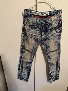 Red Ape Distressed Acid Washed Streetwear Hip Hop Jeans Herren 32x30 Denim - Bild 1 von 5