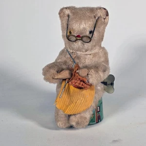 Mechanische Strickkatze zum Aufziehen aus Blech Nomura • 6 Zoll • Japan • funktioniert - Bild 1 von 10