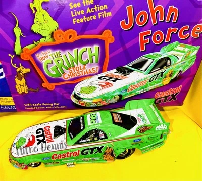 NHRA JOHN FORCE 1:24 Diecast CHRISTMAS GRINCH Funny Car NITRO DENNIS Action - Image 1 of 4